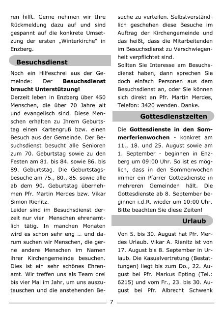 Gemeindebrief Nr. 80 - Evangelische Kirchengemeinde Enzberg