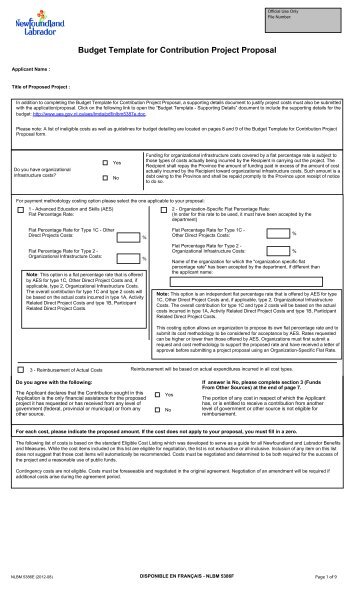 Budget Template for Contribution Project Proposal - Department of ...