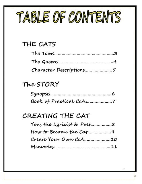 CATS Study Guide - Musical Theatre West