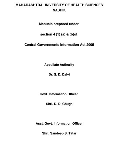 Information Act - Maharashtra University of Health Sciences