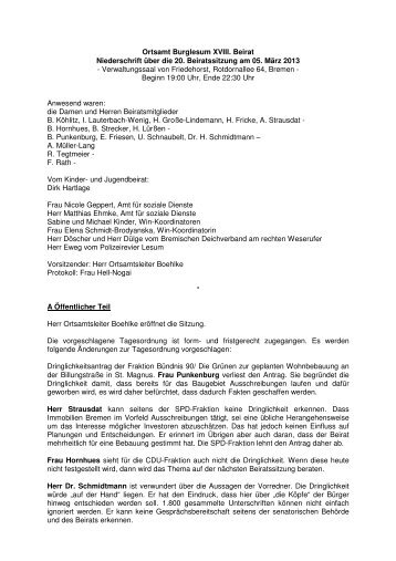 Protokoll vom 05.03.2013 (pdf, 75.4 KB) - Ortsamt Burglesum - Bremen