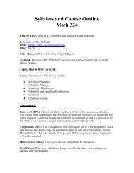 Syllabus and Course Outline Math 324 - SFSU Math 324 - Ben Bolstad