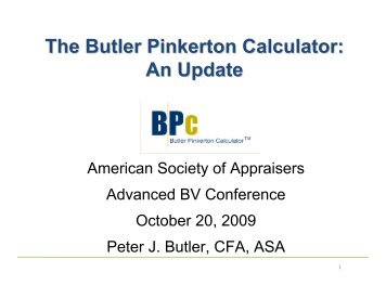 The Butler Pinkerton Calculator: An Update - BVMarketData