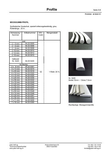 Selbstklebe-Profile, Formartikel - Peter Hefti AG
