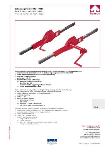 Zahnstangenwinde 1624 / 1685 Rack & Pinion Jack ... - Poduri rulante