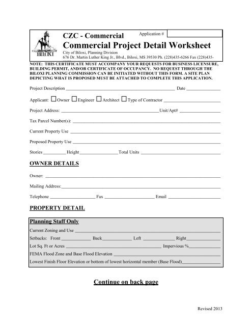 Building Permit application -- commercial - City of Biloxi