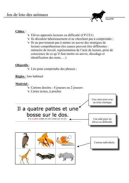 Loto Des Animaux Cp2 Mai Instit90