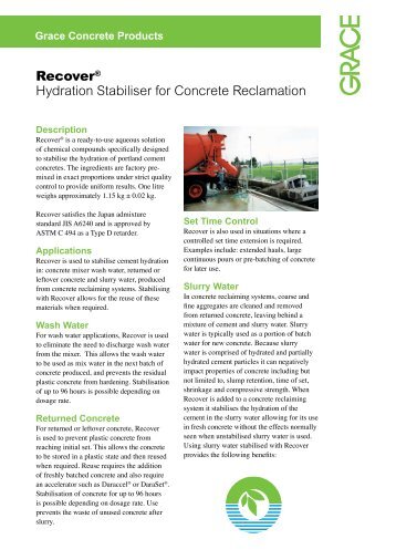 RecoverÂ® Hydration Stabiliser for Concrete Reclamation