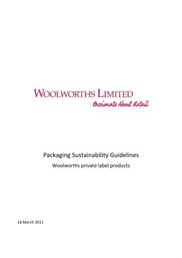 Woolworths Packaging Sustainability Guidelines Final