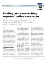 Plaintiff magazine: Finding and researching experts' online resources