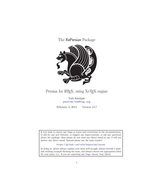 The XePersian Package (Persian for LaTeX2Îµ over XeTeX)