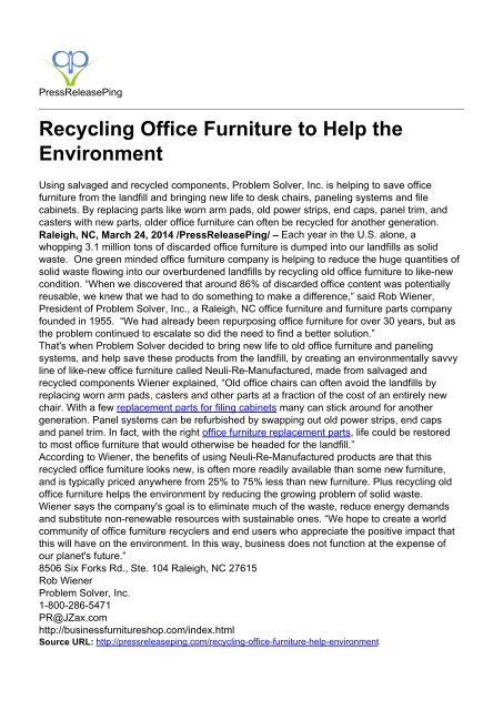 Recycling Office Furniture to Help the Environment