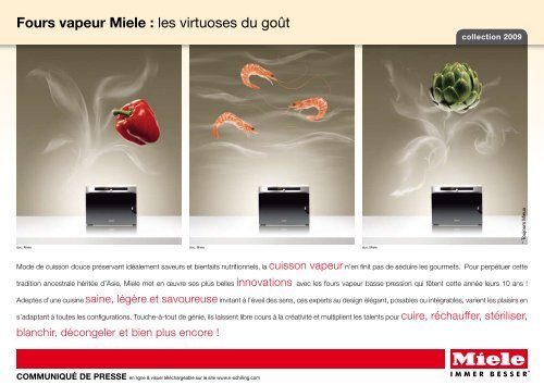 Fours vapeur Miele : les virtuoses du goÃ»t