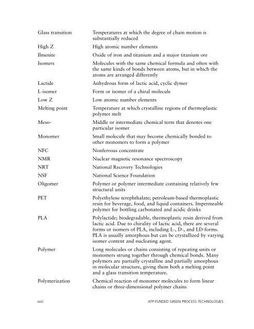 ATP-Funded Green Process Technologies - NIST Advanced ...