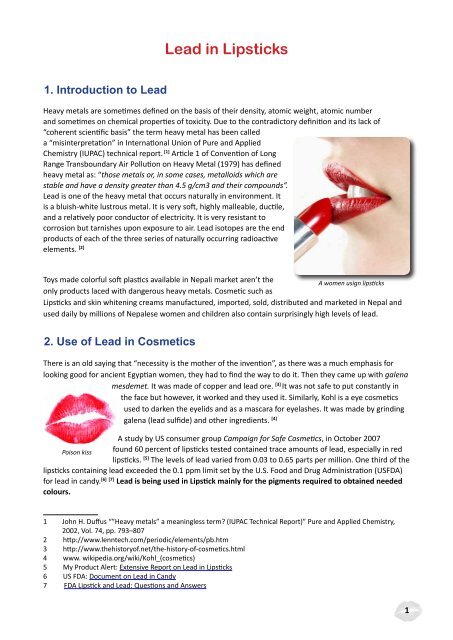 THE PROBLEM OF LEAD IN LIPSTICKS IN NEPAL - GAIA