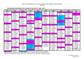 calendario regionale dell'anno scolastico 2006 - 2007 - Istituto ...