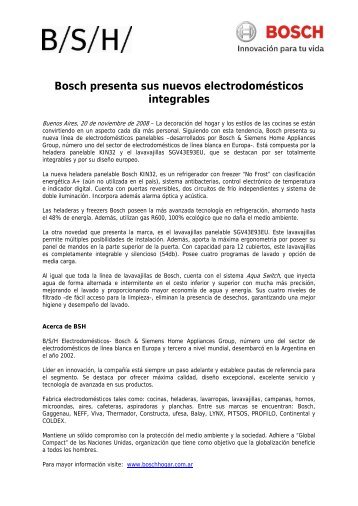 Bosch presenta sus nuevos electrodomÃ©sticos ... - Bosch Argentina