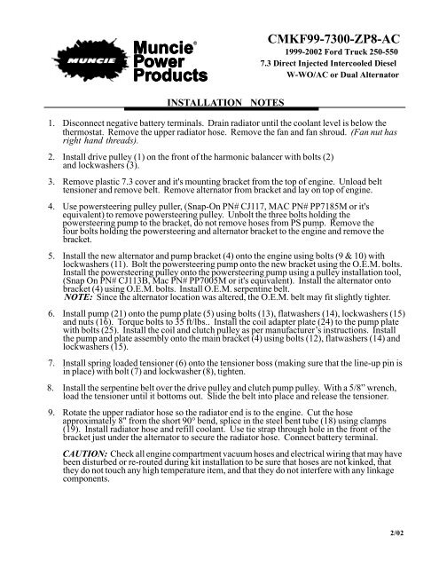 CMKF99-7300-ZP8-AC Installation Instructions - Muncie Power ...