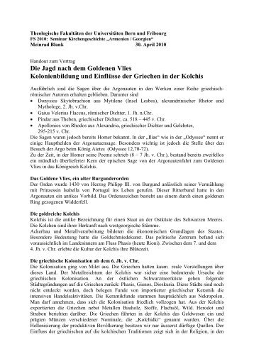 Handout (PDF) - Kirchengeschichtliche Exkursion der Uni Bern ...