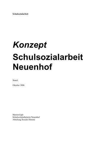 Konzept Schulsozialarbeit Neuenhof - Gemeinde Neuenhof