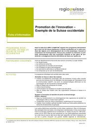 Promotion de l'innovation â Exemple de la Suisse ... - Regiosuisse