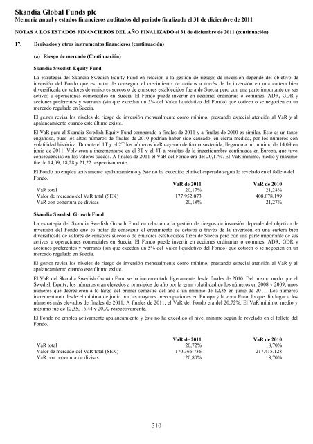 Skandia Global Funds plc - Self Bank