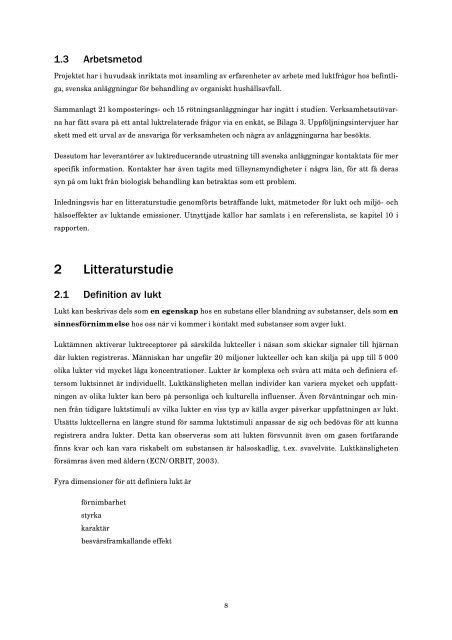 B2007:04 ÃtgÃ¤rder mot lukt - Avfall Sverige