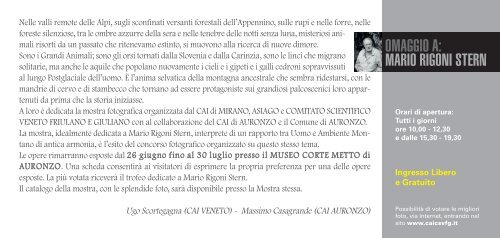 Scarica qui l'invito alla Mostra (in pdf) - Club Alpino Italiano ...