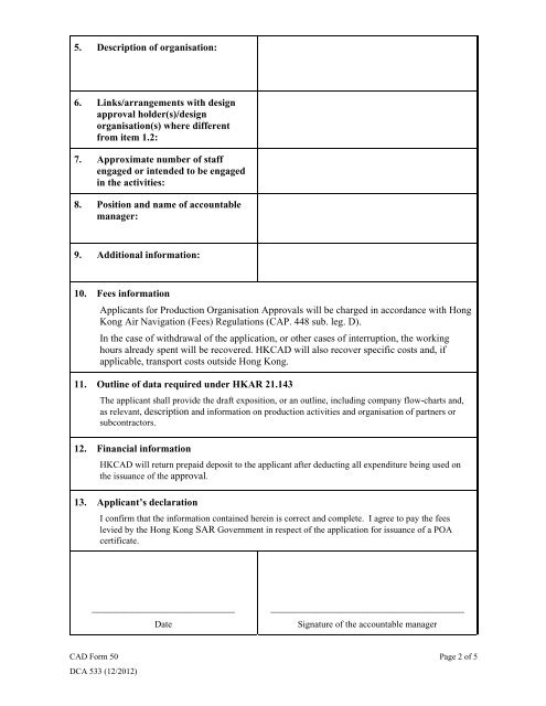 Application for Production Organization Approval (POA) in ... - 民航處