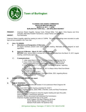 03/24/11 - Meeting Minutes - Town of Burlington
