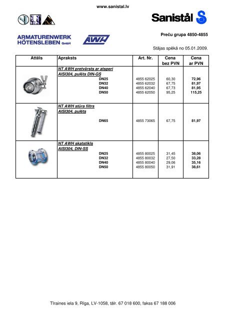 4850-4855 NT partikas caurulvadi - Sanistal