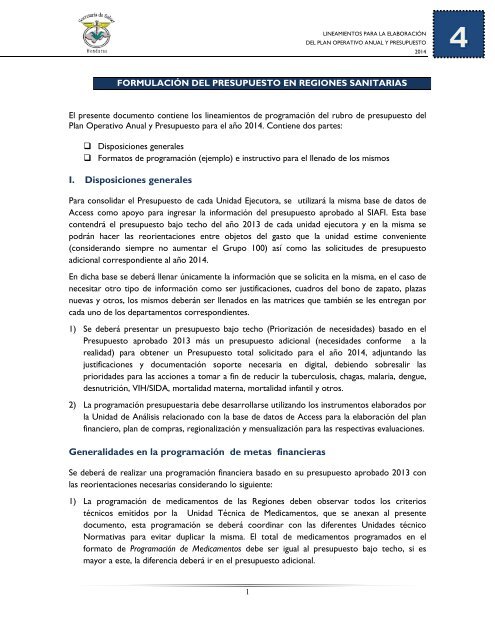 4. Formulacion de presupuesto regiones sanitarias