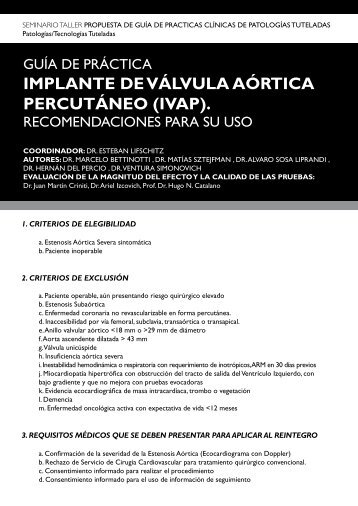 IMPLANTE DE VÃLVULA AÃRTICA PERCUTÃNEO (IVAP).