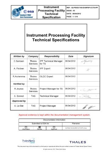 Instrument Processing Facility Technical Specifications - emits - ESA