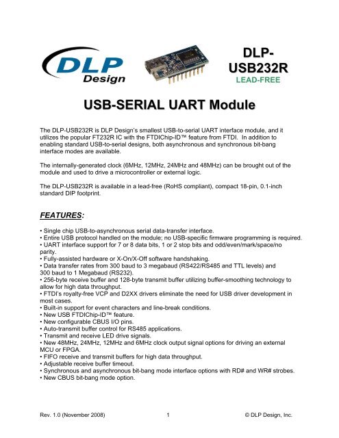 DLP- USB232R USB-SERIAL UART Module - FTDI