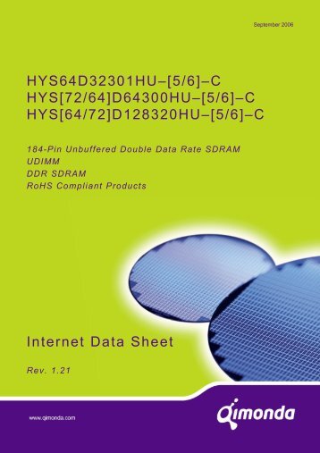 184-Pin Unbuffered Double Data Rate SDRAM UDIMM DDR SDRAM