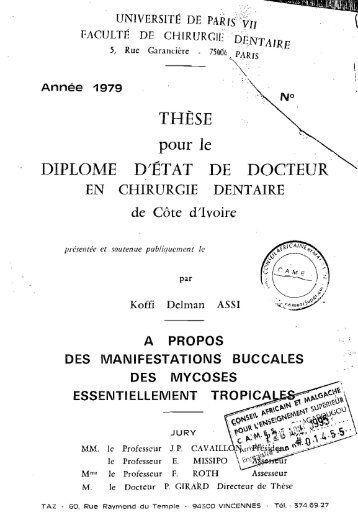 pour le DIPLOME D/ÃTAT DE DOCTEUR