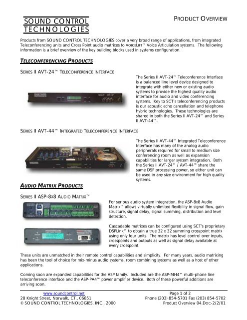 Product Overview - Sound Control Technologies Inc