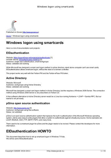 Windows logon using smartcards - GOOZE downloading