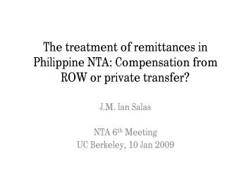 The treatment of remittances in Philippine NTA - National Transfer ...