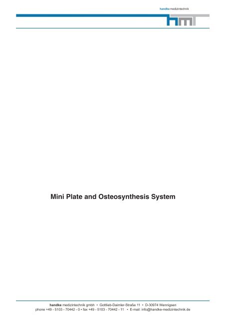 Mini-Platten Osteosynthese-System - Handke Medizintechnik