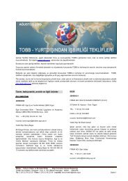 AĞUSTOS 2009 - Dünyadan İşbirliği Teklifleri - TOBB