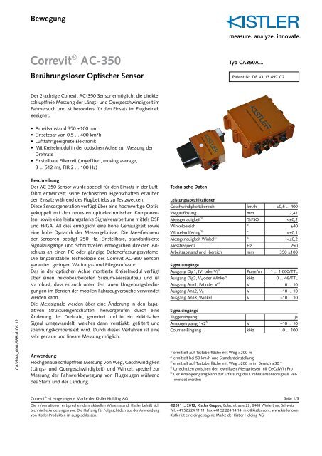 Datenblatt, Typ CA350A... - Corrsys-Datron