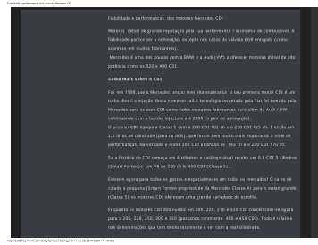 Fiabilidade e performanÃ§as dos motores Mercedes CDI - Free