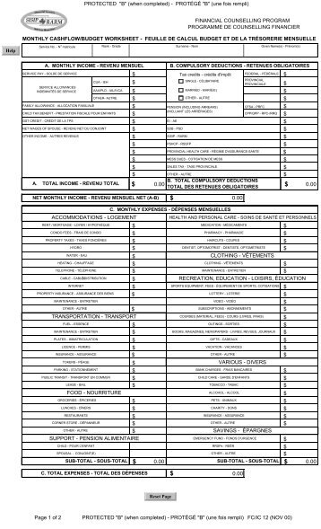 Feuille de calcul du budget