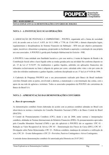 Notas Explicativas - Poupex
