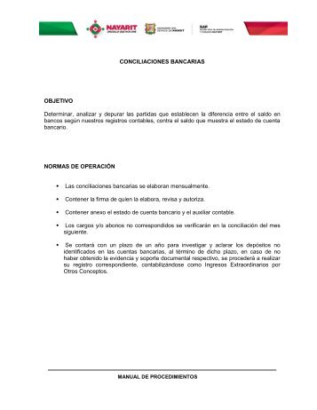 CONCILIACIONES BANCARIAS OBJETIVO Determinar, analizar y ...