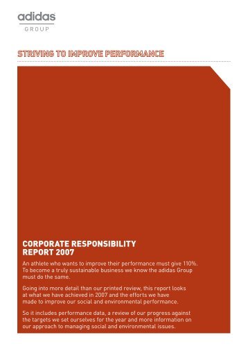 CORPORATE RESPONSIBILITY REPORT 2007 - adidas Group
