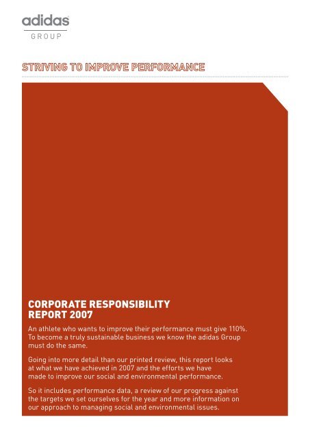 CORPORATE RESPONSIBILITY REPORT 2007 - adidas Group