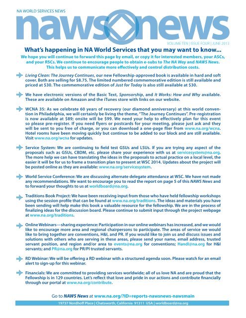 NAWS News - Narcotics Anonymous